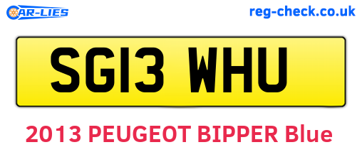 SG13WHU are the vehicle registration plates.
