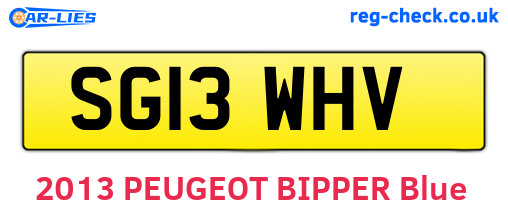 SG13WHV are the vehicle registration plates.