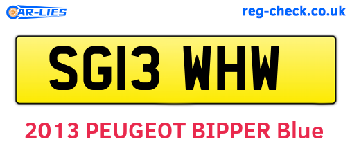 SG13WHW are the vehicle registration plates.