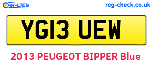 YG13UEW are the vehicle registration plates.