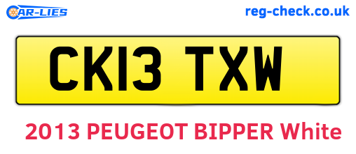 CK13TXW are the vehicle registration plates.