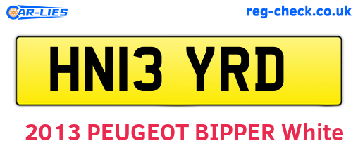 HN13YRD are the vehicle registration plates.