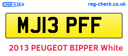MJ13PFF are the vehicle registration plates.