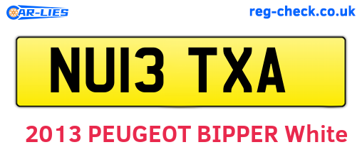 NU13TXA are the vehicle registration plates.