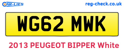 WG62MWK are the vehicle registration plates.