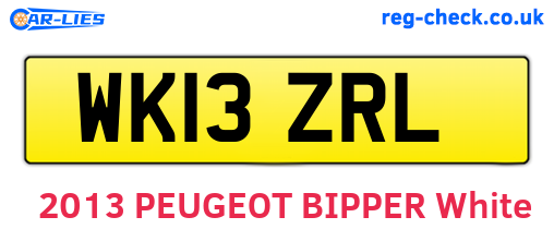 WK13ZRL are the vehicle registration plates.