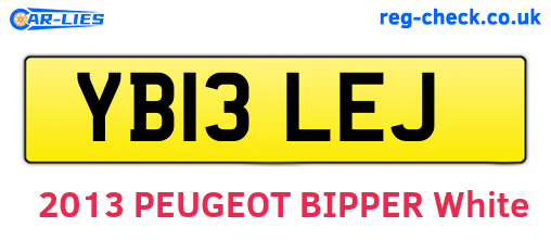 YB13LEJ are the vehicle registration plates.