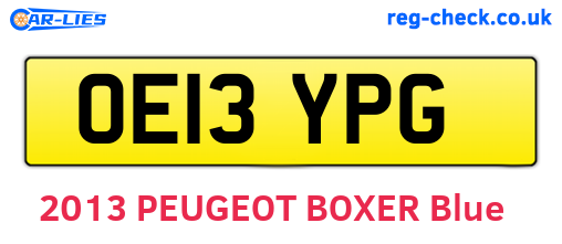 OE13YPG are the vehicle registration plates.