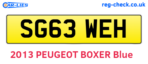SG63WEH are the vehicle registration plates.