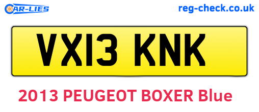 VX13KNK are the vehicle registration plates.
