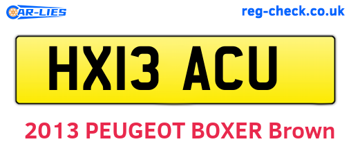 HX13ACU are the vehicle registration plates.