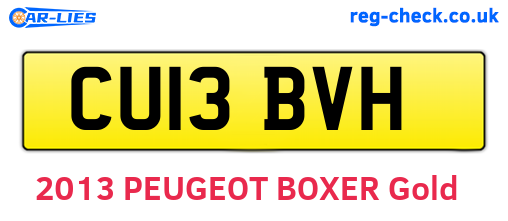 CU13BVH are the vehicle registration plates.