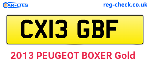 CX13GBF are the vehicle registration plates.