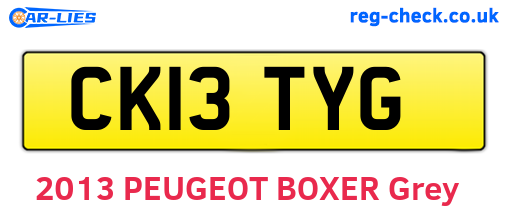 CK13TYG are the vehicle registration plates.