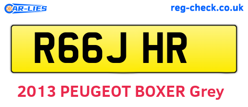R66JHR are the vehicle registration plates.