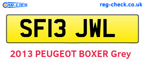 SF13JWL are the vehicle registration plates.