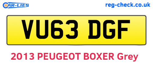 VU63DGF are the vehicle registration plates.