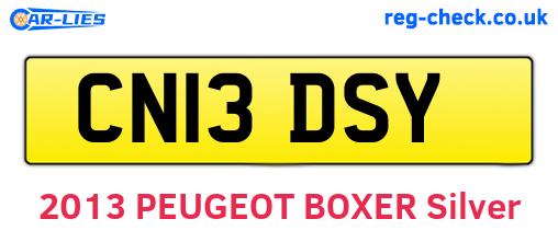 CN13DSY are the vehicle registration plates.