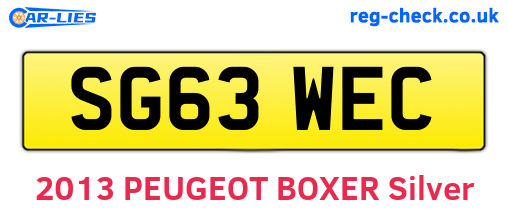 SG63WEC are the vehicle registration plates.