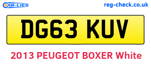 DG63KUV are the vehicle registration plates.