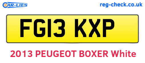 FG13KXP are the vehicle registration plates.