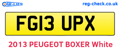 FG13UPX are the vehicle registration plates.
