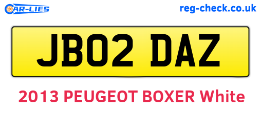 JB02DAZ are the vehicle registration plates.