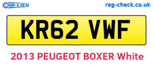 KR62VWF are the vehicle registration plates.
