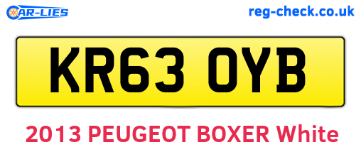 KR63OYB are the vehicle registration plates.
