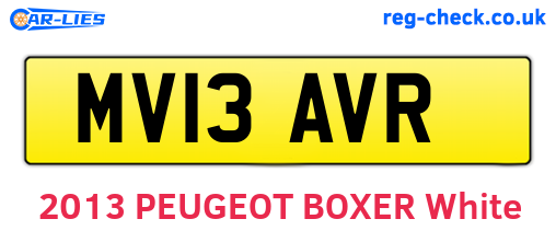 MV13AVR are the vehicle registration plates.