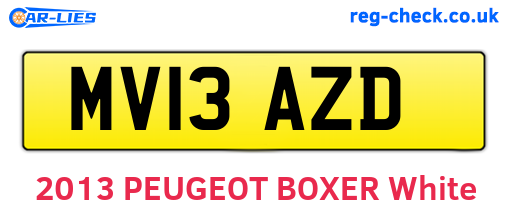 MV13AZD are the vehicle registration plates.