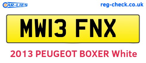 MW13FNX are the vehicle registration plates.