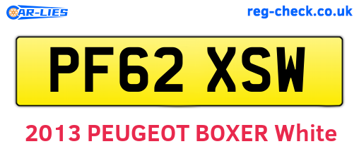 PF62XSW are the vehicle registration plates.