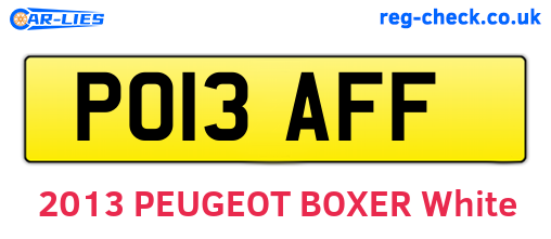 PO13AFF are the vehicle registration plates.