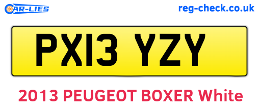 PX13YZY are the vehicle registration plates.