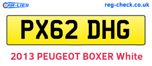 PX62DHG are the vehicle registration plates.