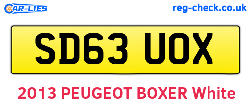 SD63UOX are the vehicle registration plates.