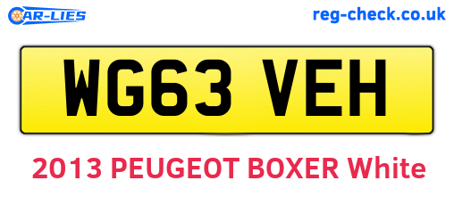WG63VEH are the vehicle registration plates.