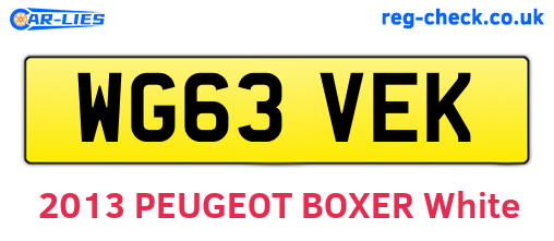 WG63VEK are the vehicle registration plates.