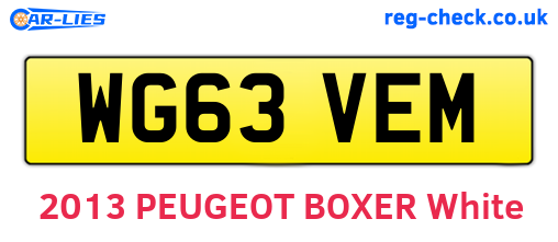 WG63VEM are the vehicle registration plates.