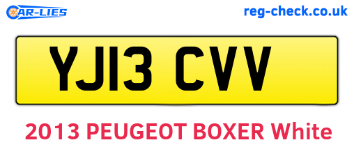 YJ13CVV are the vehicle registration plates.