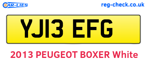 YJ13EFG are the vehicle registration plates.
