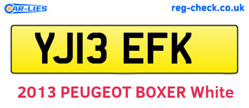 YJ13EFK are the vehicle registration plates.