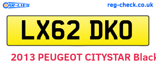 LX62DKO are the vehicle registration plates.