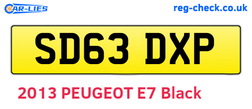 SD63DXP are the vehicle registration plates.
