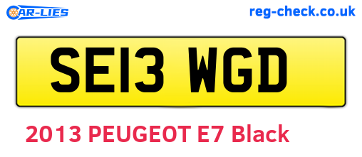 SE13WGD are the vehicle registration plates.