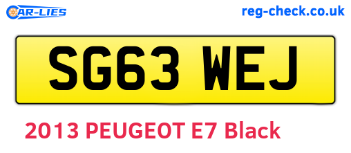 SG63WEJ are the vehicle registration plates.