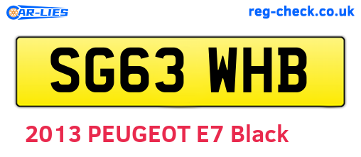 SG63WHB are the vehicle registration plates.