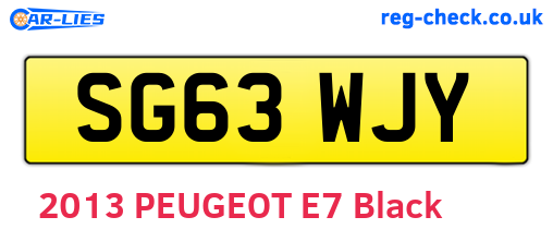 SG63WJY are the vehicle registration plates.