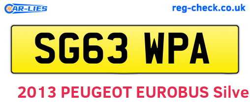 SG63WPA are the vehicle registration plates.